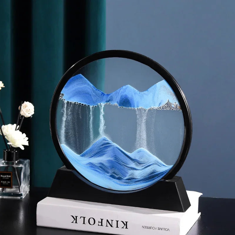 3D Moving Sand Art Picture Round Glass Deep Sea Sandscape Hourglass Qu ...