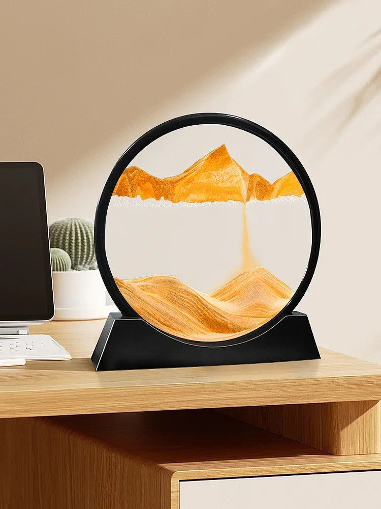 3D Moving Sand Art Picture Round Glass Deep Sea Sandscape Hourglass Qu ...